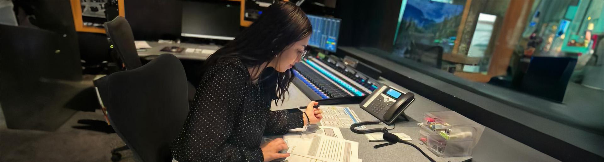 Chloe Hunt working at a desk.